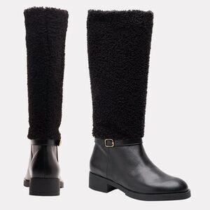 Andre‎ Assous Womens Boot Knee High Leather Sherpa  Black